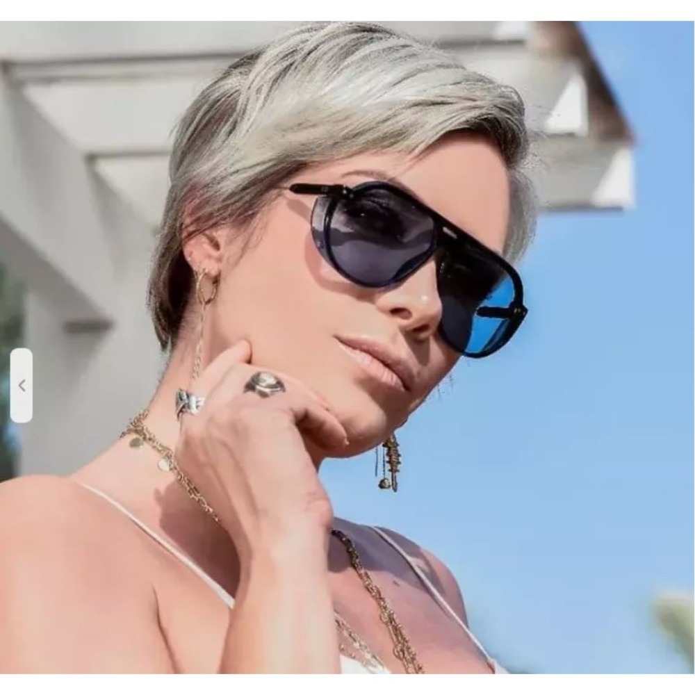Aviator‎ Sunglasses Women Fashion Designer Oversized Shield Sun Glasses Lentes